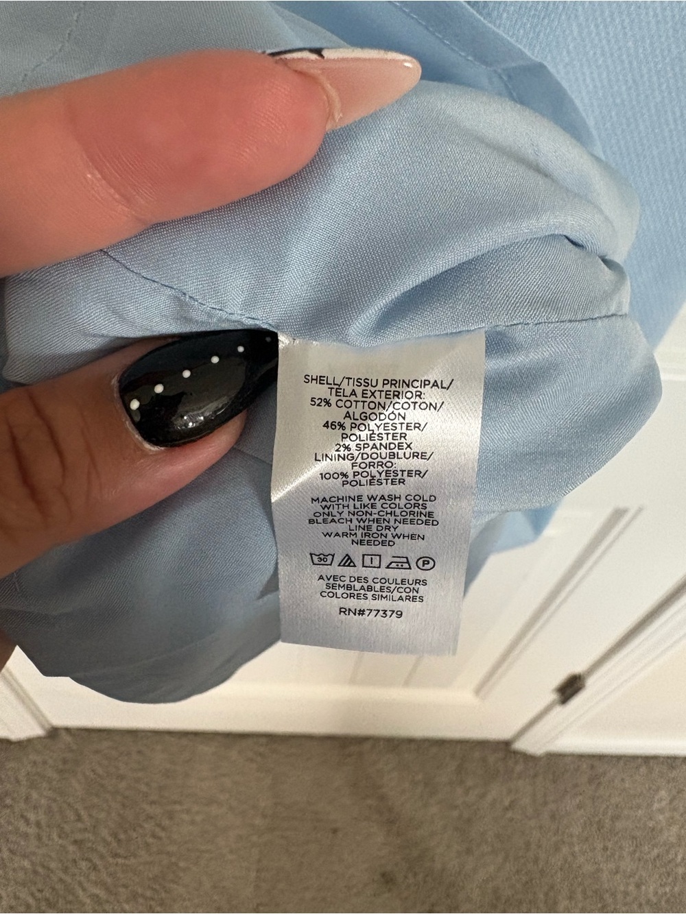 Ann Taylor Pale Blue Short Sleeve Shift Dress with Gold Buttons - Picture 3 of 3